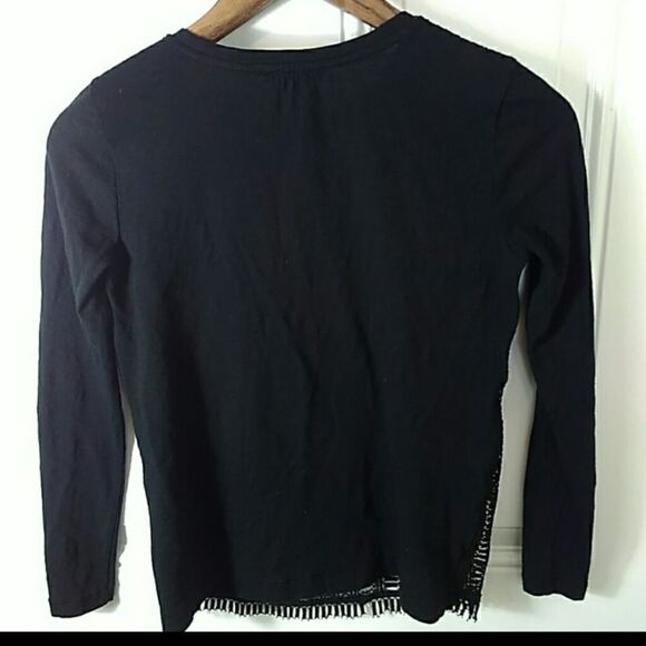J crew lace front black long sleeve t-shirt - Picture 5 of 6
